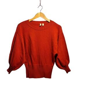 Moth Sweater Size XS Oversized Balloon Sleeve Burnt Orange